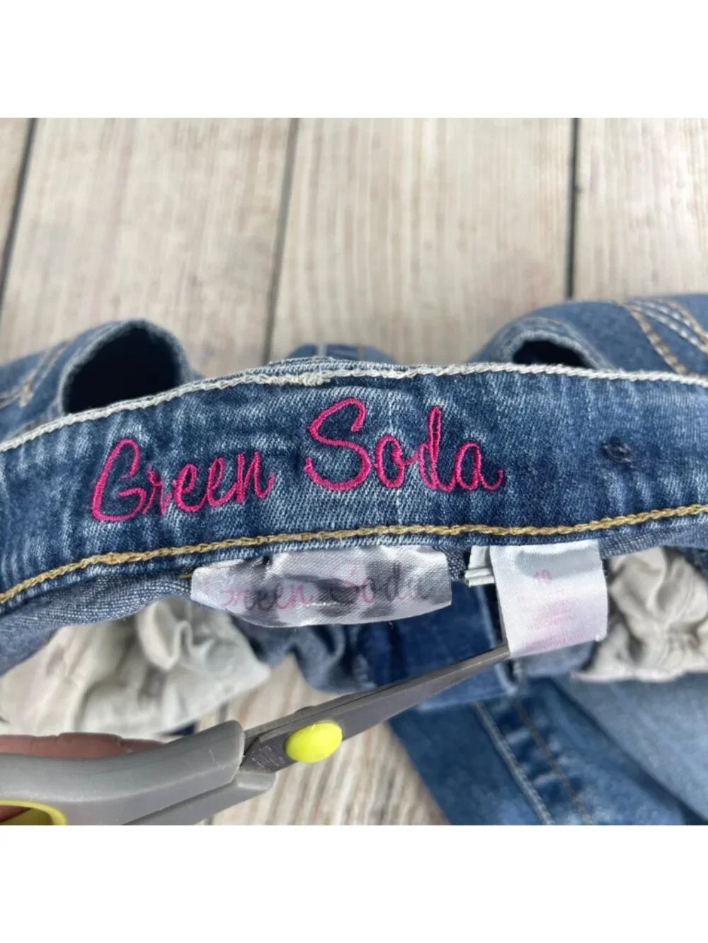 Girls Green Soda Blue Denim Shorts Size 10